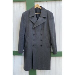 Paul Smith Gents Overcoat Large Double Breasted Grey Charcoal Herringbone Twill